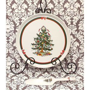 Christmas Cake Plate and Server Set
